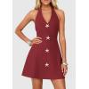 image:imagePRETTYGARDEN Summer Cocktail Dresses for Women Short 2026 Spring Halter V Neck Beach Party Backless A Line Mini DressBurgundy