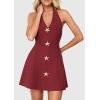 image:imagePRETTYGARDEN Summer Cocktail Dresses for Women Short 2026 Spring Halter V Neck Beach Party Backless A Line Mini DressBurgundy