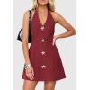 image:imagePRETTYGARDEN Summer Cocktail Dresses for Women Short 2026 Spring Halter V Neck Beach Party Backless A Line Mini DressBurgundy