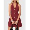 image:imagePRETTYGARDEN Summer Cocktail Dresses for Women Short 2026 Spring Halter V Neck Beach Party Backless A Line Mini DressBurgundy