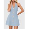 image:imagePRETTYGARDEN Summer Cocktail Dresses for Women Short 2026 Spring Halter V Neck Beach Party Backless A Line Mini DressLight Blue