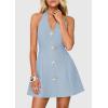 image:imagePRETTYGARDEN Summer Cocktail Dresses for Women Short 2026 Spring Halter V Neck Beach Party Backless A Line Mini DressLight Blue