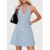 image:imagePRETTYGARDEN Summer Cocktail Dresses for Women Short 2026 Spring Halter V Neck Beach Party Backless A Line Mini DressLight Blue