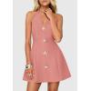 image:imagePRETTYGARDEN Summer Cocktail Dresses for Women Short 2026 Spring Halter V Neck Beach Party Backless A Line Mini DressPink