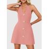 image:imagePRETTYGARDEN Summer Cocktail Dresses for Women Short 2026 Spring Halter V Neck Beach Party Backless A Line Mini DressPink