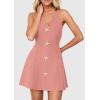 image:imagePRETTYGARDEN Summer Cocktail Dresses for Women Short 2026 Spring Halter V Neck Beach Party Backless A Line Mini DressPink