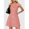 image:imagePRETTYGARDEN Summer Cocktail Dresses for Women Short 2026 Spring Halter V Neck Beach Party Backless A Line Mini DressPink