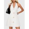 image:imagePRETTYGARDEN Summer Cocktail Dresses for Women Short 2026 Spring Halter V Neck Beach Party Backless A Line Mini DressWhite