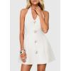 image:imagePRETTYGARDEN Summer Cocktail Dresses for Women Short 2026 Spring Halter V Neck Beach Party Backless A Line Mini DressWhite