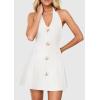 image:imagePRETTYGARDEN Summer Cocktail Dresses for Women Short 2026 Spring Halter V Neck Beach Party Backless A Line Mini DressWhite