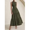 image:imagePRETTYGARDEN Summer Dresses for Women 2026 Casual Eyelet Sleeveless Wedding Guest Maxi Dress Tank Top Sundress with PocketsArmy Green