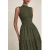 image:imagePRETTYGARDEN Summer Dresses for Women 2026 Casual Eyelet Sleeveless Wedding Guest Maxi Dress Tank Top Sundress with PocketsArmy Green