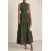image:imagePRETTYGARDEN Summer Dresses for Women 2026 Casual Eyelet Sleeveless Wedding Guest Maxi Dress Tank Top Sundress with PocketsArmy Green