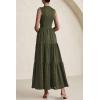 image:imagePRETTYGARDEN Summer Dresses for Women 2026 Casual Eyelet Sleeveless Wedding Guest Maxi Dress Tank Top Sundress with PocketsArmy Green
