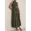 image:imagePRETTYGARDEN Summer Dresses for Women 2026 Casual Eyelet Sleeveless Wedding Guest Maxi Dress Tank Top Sundress with PocketsArmy Green