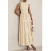 image:imagePRETTYGARDEN Summer Dresses for Women 2026 Casual Eyelet Sleeveless Wedding Guest Maxi Dress Tank Top Sundress with PocketsBeige