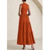 image:imagePRETTYGARDEN Summer Dresses for Women 2026 Casual Eyelet Sleeveless Wedding Guest Maxi Dress Tank Top Sundress with PocketsBrick Red