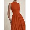 image:imagePRETTYGARDEN Summer Dresses for Women 2026 Casual Eyelet Sleeveless Wedding Guest Maxi Dress Tank Top Sundress with PocketsBrick Red