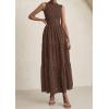 image:imagePRETTYGARDEN Summer Dresses for Women 2026 Casual Eyelet Sleeveless Wedding Guest Maxi Dress Tank Top Sundress with PocketsBrown