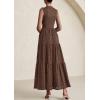 image:imagePRETTYGARDEN Summer Dresses for Women 2026 Casual Eyelet Sleeveless Wedding Guest Maxi Dress Tank Top Sundress with PocketsBrown