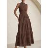 image:imagePRETTYGARDEN Summer Dresses for Women 2026 Casual Eyelet Sleeveless Wedding Guest Maxi Dress Tank Top Sundress with PocketsBrown