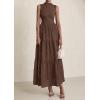 image:imagePRETTYGARDEN Summer Dresses for Women 2026 Casual Eyelet Sleeveless Wedding Guest Maxi Dress Tank Top Sundress with PocketsBrown