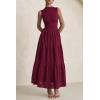 image:imagePRETTYGARDEN Summer Dresses for Women 2026 Casual Eyelet Sleeveless Wedding Guest Maxi Dress Tank Top Sundress with PocketsJujube Red