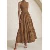image:imagePRETTYGARDEN Summer Dresses for Women 2026 Casual Eyelet Sleeveless Wedding Guest Maxi Dress Tank Top Sundress with PocketsKhaki