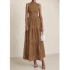 image:imagePRETTYGARDEN Summer Dresses for Women 2026 Casual Eyelet Sleeveless Wedding Guest Maxi Dress Tank Top Sundress with PocketsKhaki