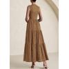 image:imagePRETTYGARDEN Summer Dresses for Women 2026 Casual Eyelet Sleeveless Wedding Guest Maxi Dress Tank Top Sundress with PocketsKhaki