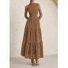 image:imagePRETTYGARDEN Summer Dresses for Women 2026 Casual Eyelet Sleeveless Wedding Guest Maxi Dress Tank Top Sundress with PocketsKhaki