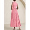 image:imagePRETTYGARDEN Summer Dresses for Women 2026 Casual Eyelet Sleeveless Wedding Guest Maxi Dress Tank Top Sundress with PocketsPink