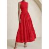 image:imagePRETTYGARDEN Summer Dresses for Women 2026 Casual Eyelet Sleeveless Wedding Guest Maxi Dress Tank Top Sundress with PocketsRed