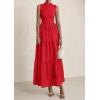 image:imagePRETTYGARDEN Summer Dresses for Women 2026 Casual Eyelet Sleeveless Wedding Guest Maxi Dress Tank Top Sundress with PocketsRed