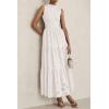 image:imagePRETTYGARDEN Summer Dresses for Women 2026 Casual Eyelet Sleeveless Wedding Guest Maxi Dress Tank Top Sundress with PocketsWhite