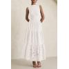 image:imagePRETTYGARDEN Summer Dresses for Women 2026 Casual Eyelet Sleeveless Wedding Guest Maxi Dress Tank Top Sundress with PocketsWhite