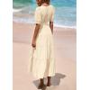 image:imagePRETTYGARDEN Summer Dresses for Women 2026 Elegant Classy Short Sleeve V Neck Ruffle A Line Belted Long Beach Vacation DressApricot
