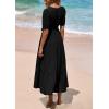 image:imagePRETTYGARDEN Summer Dresses for Women 2026 Elegant Classy Short Sleeve V Neck Ruffle A Line Belted Long Beach Vacation DressBlack