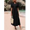 image:imagePRETTYGARDEN Summer Dresses for Women 2026 Elegant Classy Short Sleeve V Neck Ruffle A Line Belted Long Beach Vacation DressBlack