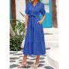 image:imagePRETTYGARDEN Summer Dresses for Women 2026 Elegant Classy Short Sleeve V Neck Ruffle A Line Belted Long Beach Vacation DressBlue