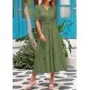 image:imagePRETTYGARDEN Summer Dresses for Women 2026 Elegant Classy Short Sleeve V Neck Ruffle A Line Belted Long Beach Vacation DressCyan