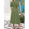 image:imagePRETTYGARDEN Summer Dresses for Women 2026 Elegant Classy Short Sleeve V Neck Ruffle A Line Belted Long Beach Vacation DressCyan