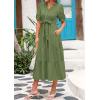 image:imagePRETTYGARDEN Summer Dresses for Women 2026 Elegant Classy Short Sleeve V Neck Ruffle A Line Belted Long Beach Vacation DressCyan