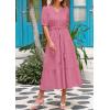 image:imagePRETTYGARDEN Summer Dresses for Women 2026 Elegant Classy Short Sleeve V Neck Ruffle A Line Belted Long Beach Vacation DressDark Pink