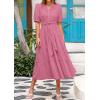 image:imagePRETTYGARDEN Summer Dresses for Women 2026 Elegant Classy Short Sleeve V Neck Ruffle A Line Belted Long Beach Vacation DressDark Pink
