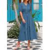 image:imagePRETTYGARDEN Summer Dresses for Women 2026 Elegant Classy Short Sleeve V Neck Ruffle A Line Belted Long Beach Vacation DressGrey Blue