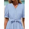 image:imagePRETTYGARDEN Summer Dresses for Women 2026 Elegant Classy Short Sleeve V Neck Ruffle A Line Belted Long Beach Vacation DressLight Blue