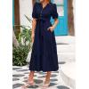 image:imagePRETTYGARDEN Summer Dresses for Women 2026 Elegant Classy Short Sleeve V Neck Ruffle A Line Belted Long Beach Vacation DressNavy
