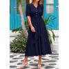 image:imagePRETTYGARDEN Summer Dresses for Women 2026 Elegant Classy Short Sleeve V Neck Ruffle A Line Belted Long Beach Vacation DressNavy