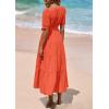 image:imagePRETTYGARDEN Summer Dresses for Women 2026 Elegant Classy Short Sleeve V Neck Ruffle A Line Belted Long Beach Vacation DressOrange